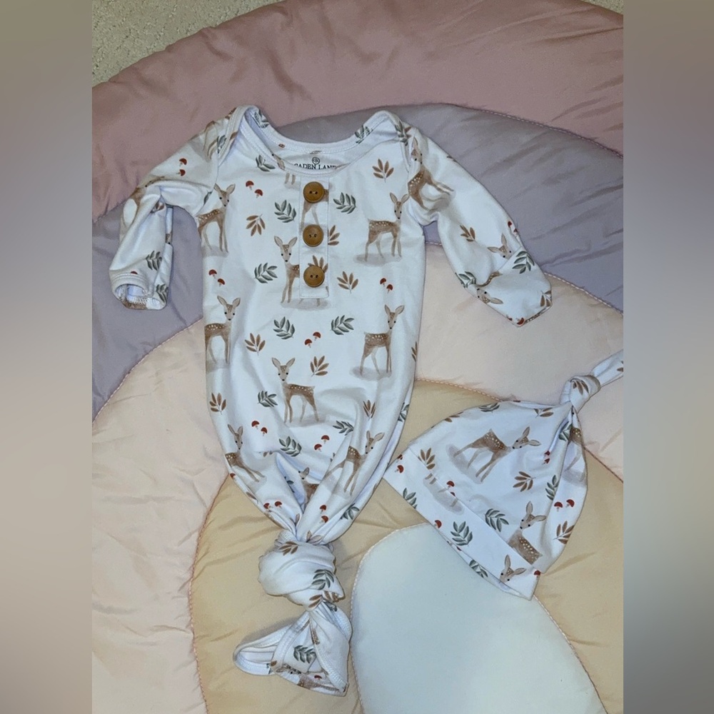 Caden Lane Floral Baby Knot Gown